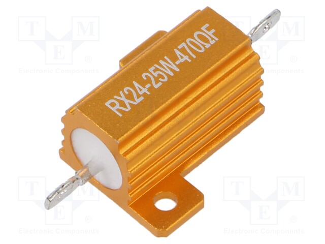 Resistor: wire-wound; with heatsink; 470Ω; 25W; ±1%; 30ppm/°C