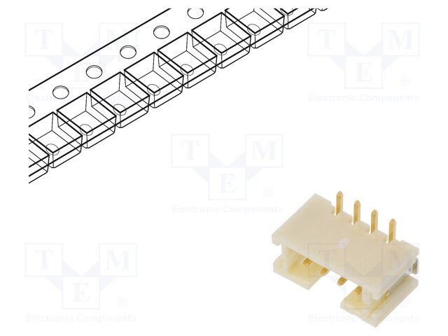 Socket; wire-board; male; PH; 2mm; PIN: 4; SMT; 100V; 2A; gold-plated