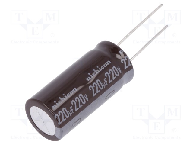 Capacitor: electrolytic; THT; 220uF; 220VDC; Ø16x35.5mm; ±20%