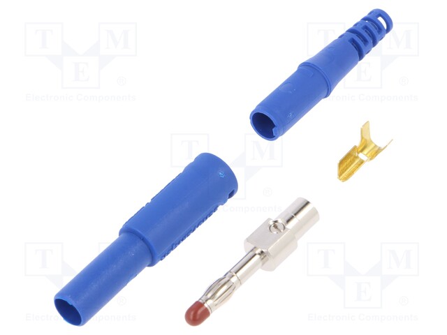 Plug; 4mm banana; 32A; 1kVDC; blue; Max.wire diam: 2.5mm