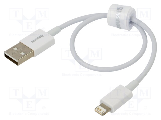 Cable; Apple Lightning plug,USB A socket; 0.25m; white; 2.4A