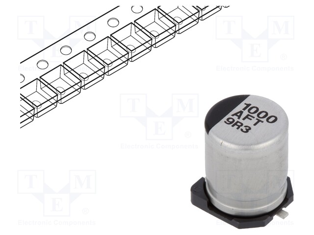 Capacitor: electrolytic; low impedance; 1000uF; 10VDC; Case: F