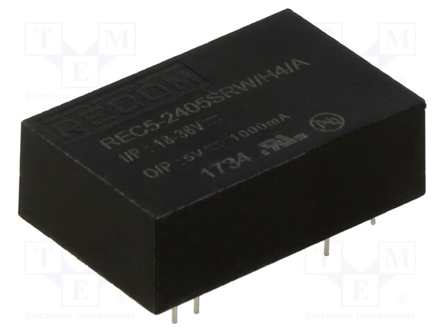 Converter: DC/DC; 5W; Uin: 18÷36V; Uout: 5VDC; Iout: 1A; DIP24; 13g