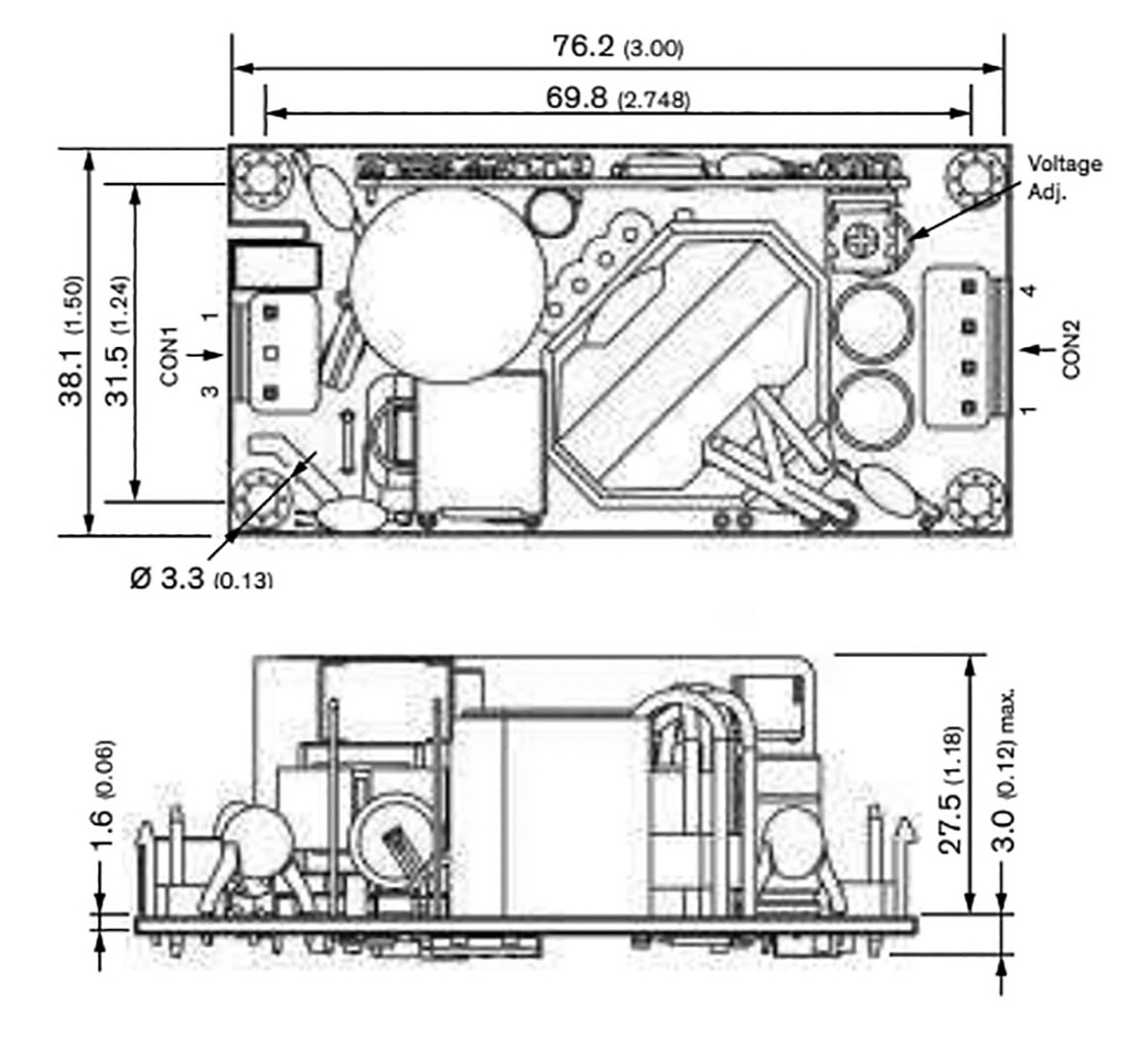 Power supply: switched-mode; open; 50W; 120÷370VDC; 85÷264VAC