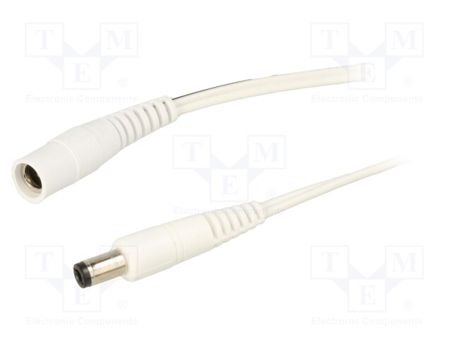 Cable; DC 5,5/2,5 plug,DC 5,5/2,5 socket; straight; 0.5mm2; 3m