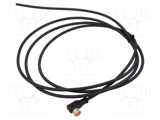 Connection lead; M8; PIN: 3; angled; 2m; plug; 4A; LED; -25÷80°C; IP67