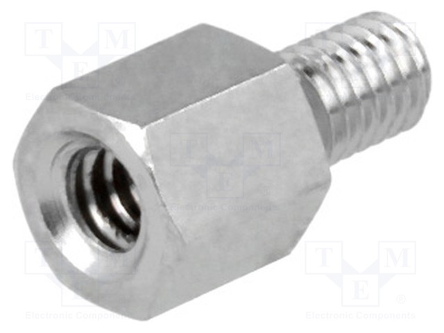 Screwed spacer sleeve; Int.thread: UNC4-40; 5mm; Ext.thread: M3