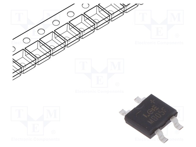 Single-phase bridge rectifier; Urmax: 50V; If: 0.5A; Ifsm: 35A; MBF