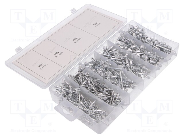 Rivets set; aluminium; 400pcs.