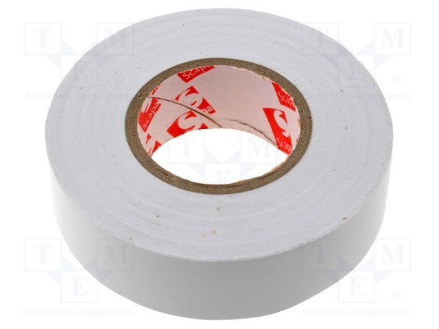 Tape: electrical insulating; W: 19mm; L: 25m; D: 0.13mm; white; 180%