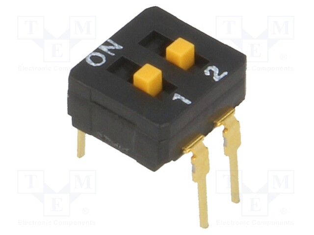 Switch: DIP-SWITCH; Poles number: 2; ON-OFF; 0.03A/30VDC; Pos: 2