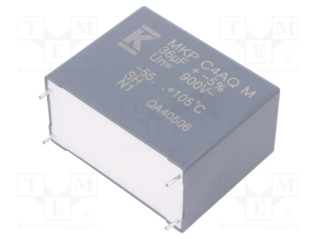 Capacitor: polypropylene; DC-Link; 36uF; ESR: 4.8mΩ; THT; ±5%; 21.2A