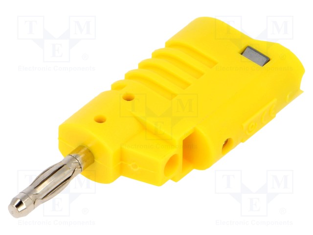 Plug; 4mm banana; 36A; 30VAC; 60VDC; yellow; non-insulated; 57.2mm