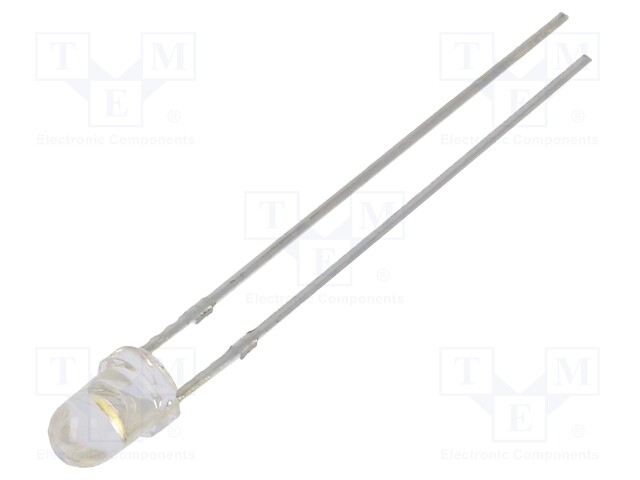 LED; 3mm; white warm; 3500mcd; 30°; Front: convex; Pitch: 2.54mm