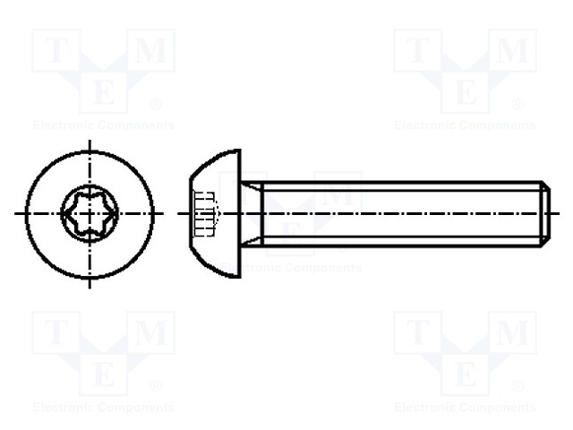 Screw; M6x12; Head: button; Torx®; steel; zinc; TX30