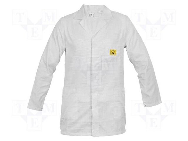 Coat; ESD; S (unisex); IEC 61340-5-1; white; 1÷100MΩ