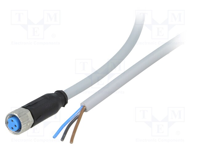 Connection lead; M8; PIN: 3; straight; 10m; plug; 60VAC; 4A; -30÷80°C