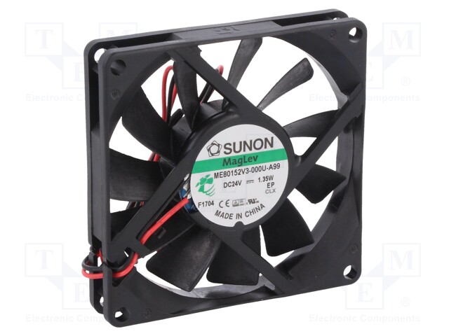 Fan: DC; axial; 24VDC; 80x80x15mm; 50.97m3/h; 30.8dBA; Vapo; 24AWG