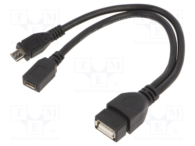 Cable; USB 2.0; 0.15m; black; PVC; Cablexpert