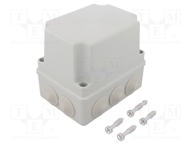 Enclosure: junction box; X: 110mm; Y: 150mm; Z: 140mm; IP65; grey