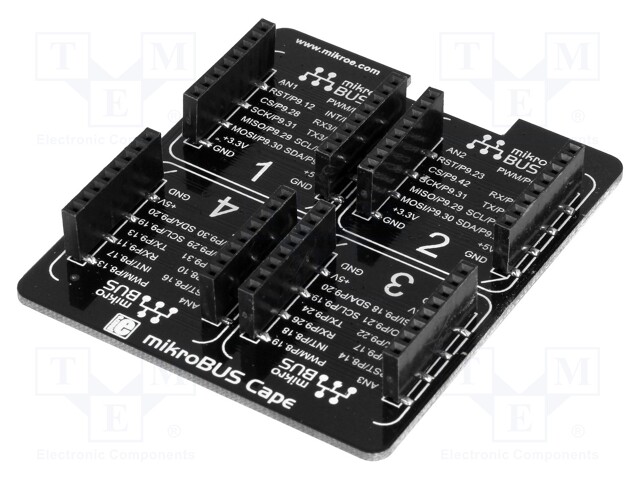 Expander; pin header x2,mikroBUS socket; Add-on connectors: 4