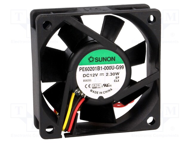 Fan: DC; axial; 12VDC; 60x60x20mm; 46.72m3/h; 39dBA; ball bearing