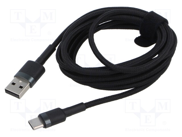 Cable; High Speed,USB 2.0; USB A plug,USB C plug; 2m; black; 2A