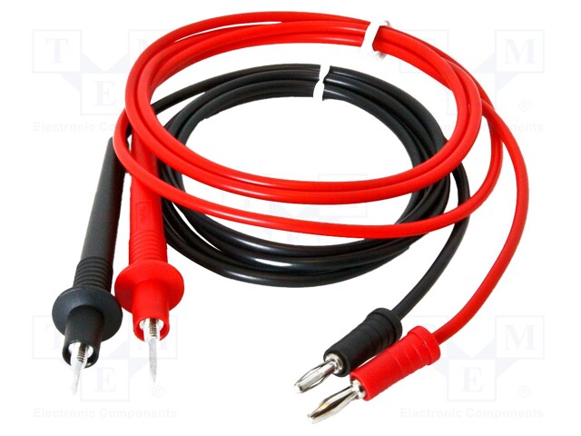 Set of test leads; Urated: 600V; Inom: 10A; Len: 1.2m; black,red