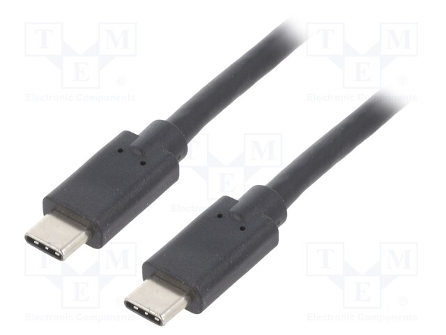 Cable; USB 3.1; USB C plug,both sides; 2.5m; Colour: black