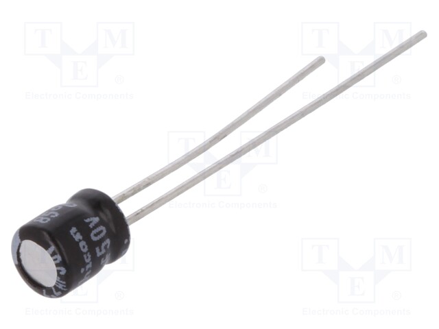 Capacitor: electrolytic; THT; 2.2uF; 50VDC; Ø4x5mm; Pitch: 1.5mm