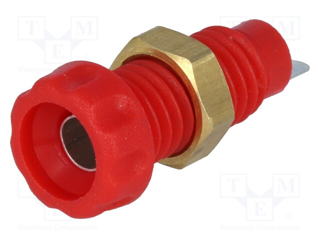 Socket; 4mm banana; 10A; 60VDC; 23mm; red; nickel plated