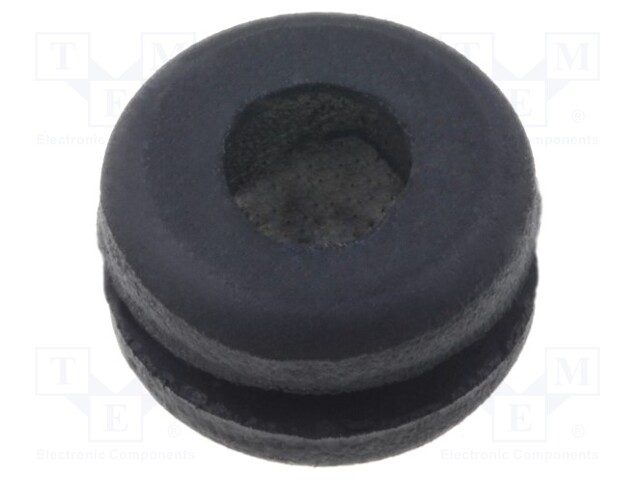 Grommet; Ømount.hole: 9mm; Øhole: 6mm; caoutchouc; -30÷90°C; black