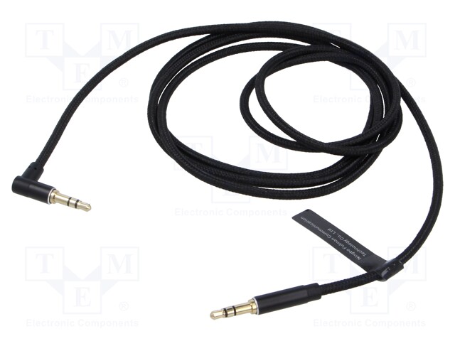 Cable; Jack 3.5mm plug,both sides; 1.5m; textile; black