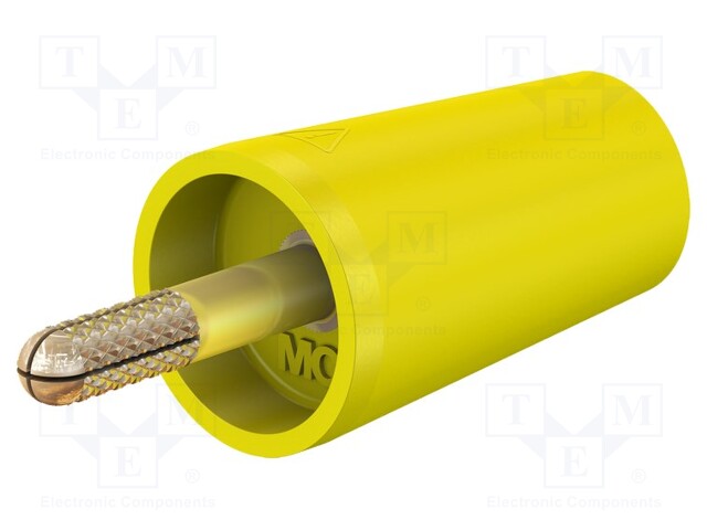 Adapter; 4mm banana; 32A; yellow; gold-plated; 42mm