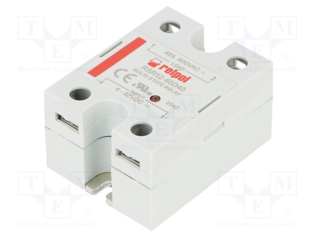 Relay: solid state; Ucntrl: 4÷32VDC; 40A; 48÷660VAC; -30÷80°C; IP20