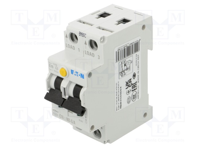 RCBO breaker; Inom: 10A; Ires: 30mA; Poles: 2; 240VAC; IP20; 1÷25mm2