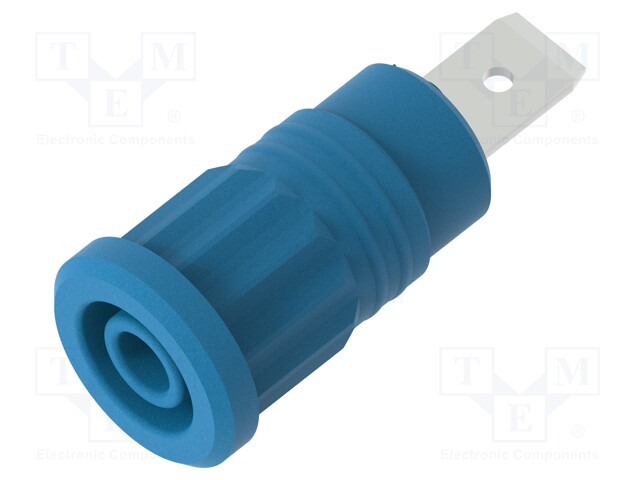 Socket; 4mm banana; 36A; 1kV; blue; nickel plated; insulated