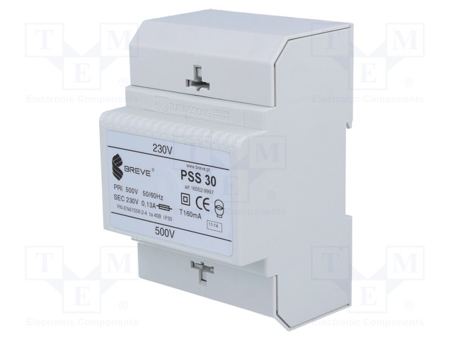 Transformer: safety; 30VA; 500VAC; 230V; IP30; Mounting: DIN; 1kg