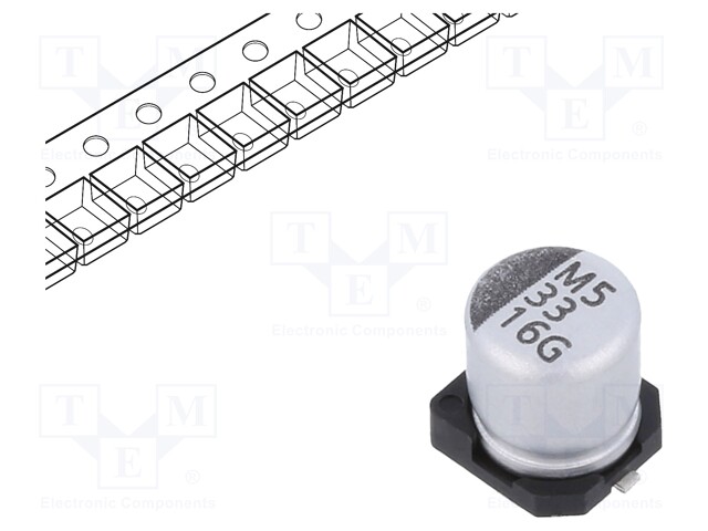 Capacitor: electrolytic; SMD; 33uF; ±20%; -55÷105°C; Series: GSC