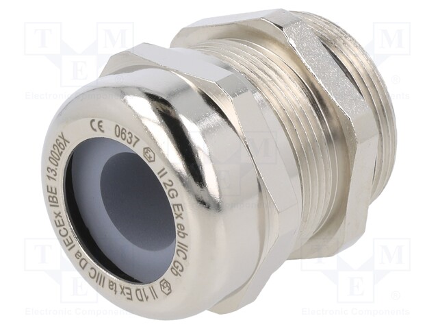 Cable gland; M32; IP68; Mat: brass; Body plating: nickel