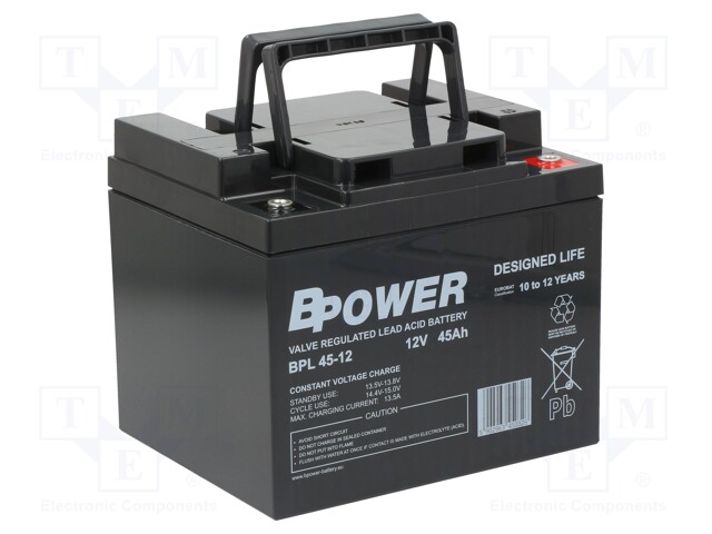 Re-battery: acid-lead; 12V; 45Ah; AGM; maintenance-free