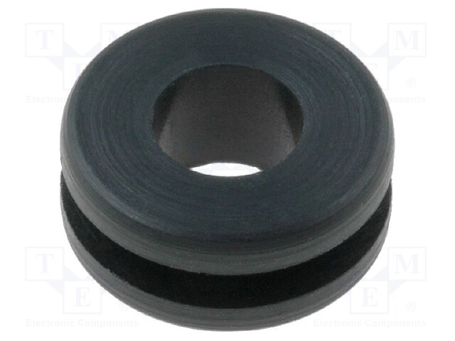 Grommet; Ømount.hole: 8mm; Øhole: 5mm; rubber; black