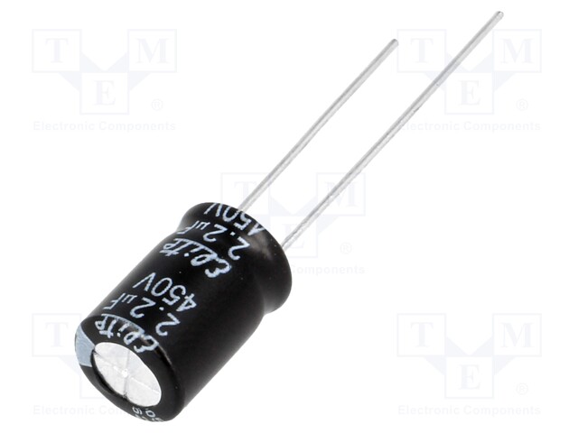 Capacitor: electrolytic; THT; 2.2uF; 450VDC; Ø8x11.5mm; ±20%; 2000h