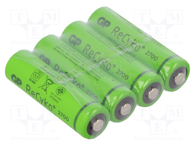 Re-battery: Ni-MH; AA; 1.2V; 2600mAh; ReCyko+; Ø14.5x50.5mm; 270mA