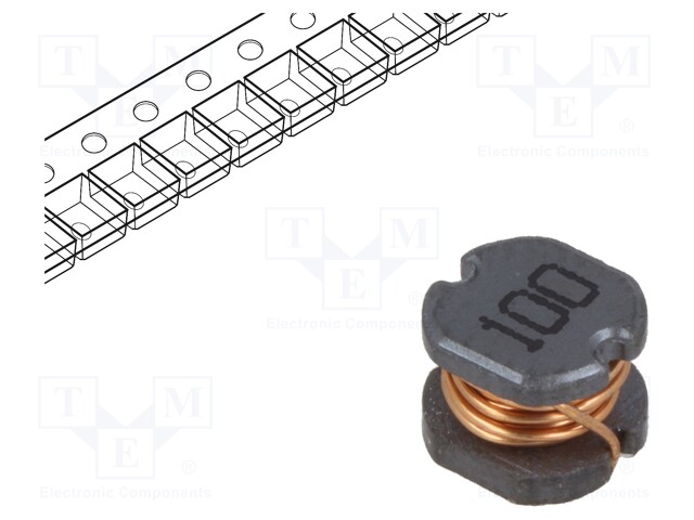 Inductor: wire; SMD; 10uH; 100mΩ; -40÷125°C; ±20%; 1.44A
