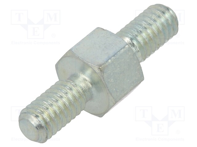 Screwed spacer sleeve; 5mm; Ext.thread: M4; hexagonal; steel; zinc