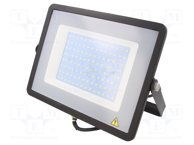 Lamp: LED flood light; 6400K; IP65; Body: black; 100W; 220/240VAC