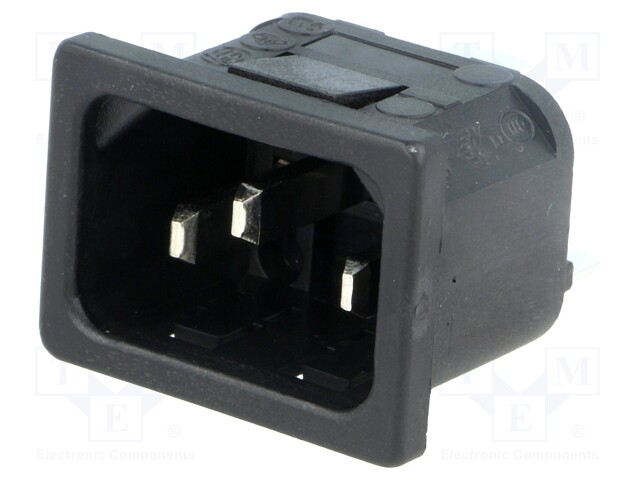 Connector: AC supply; socket; male; 10A; 250VAC; IEC 60320; C14 (E)