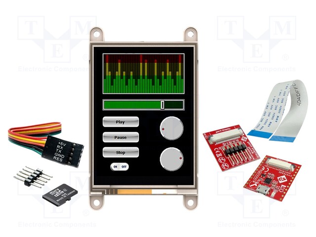 Dev.kit: with display; TFT; 3.2"; 240x320; Display: graphical; 14kB