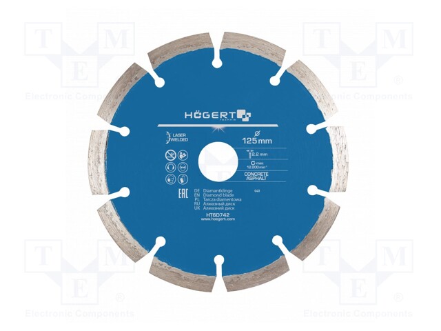 Cutting diamond wheel; Ø: 125mm; Øhole: 22.2mm; Disc thick: 2.2mm